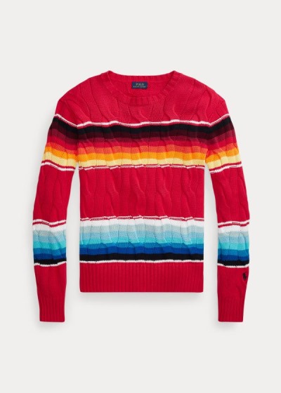 Polo Ralph Lauren Striped Cable-Knit Striktrøje Dame Danmark (VQJPF1783)